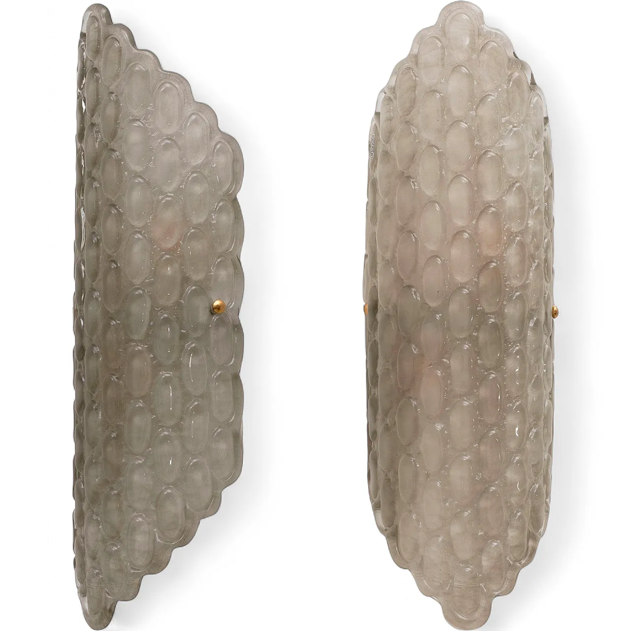Pair of wall sconces in smoked Murano glass with relief, 2000s 7