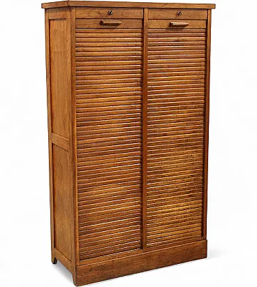 Filing cabinet with oak archive filing shutter, early 1900s