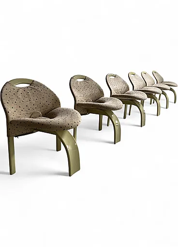6 Sail chairs by Giovanni Offredi for Saporiti, 1980s