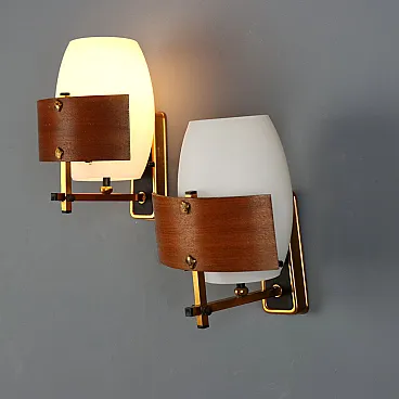 Applique in legno e ottone, anni '60