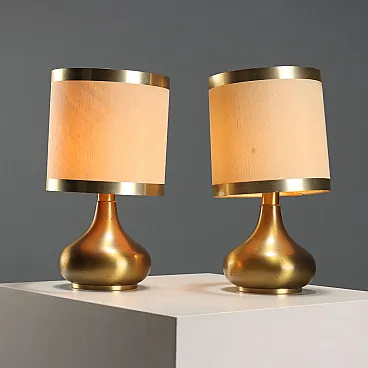 Coppia di lampade da tavolo in ottone, anni '70