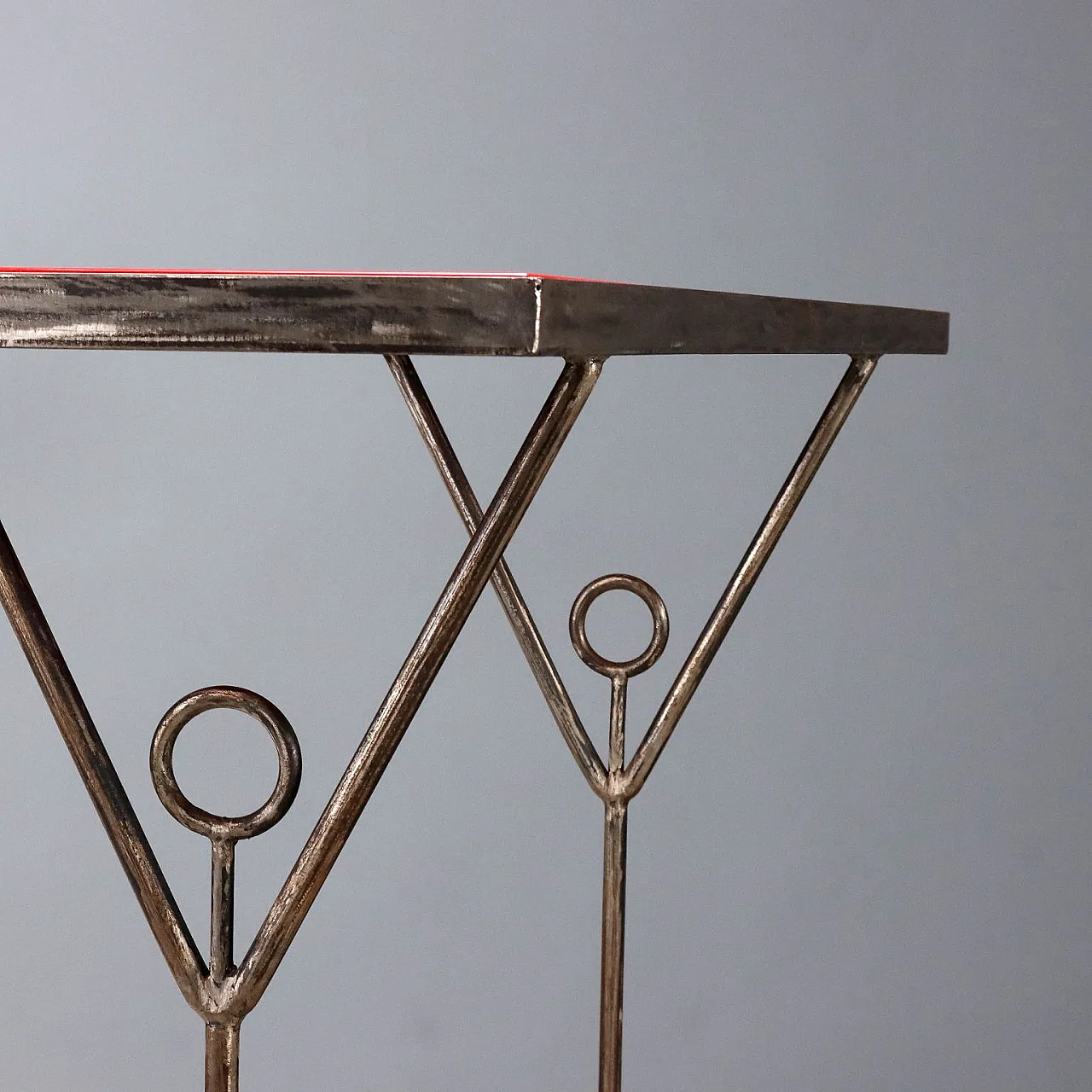 Console table with red lacquered wood top, 1990s 3