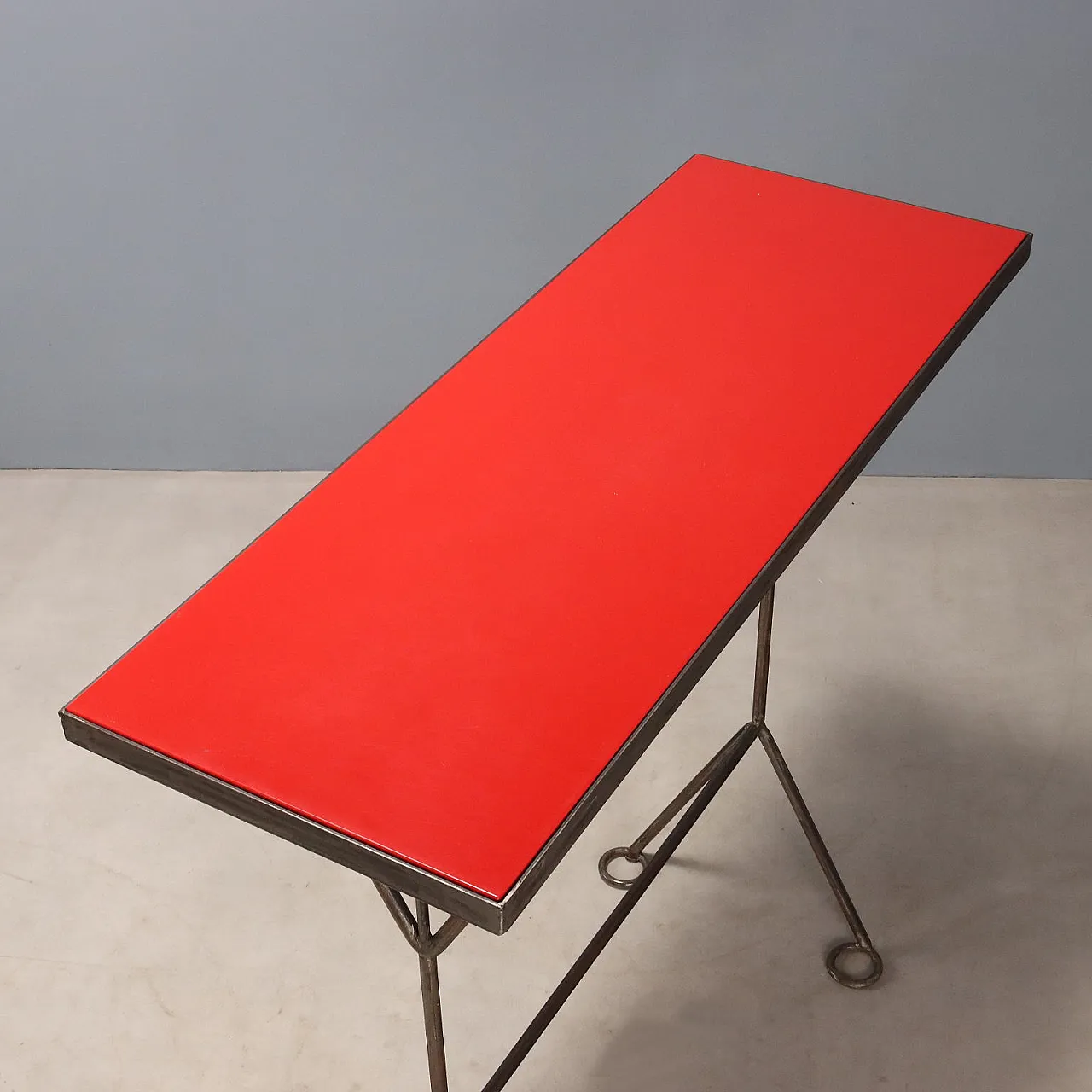 Console table with red lacquered wood top, 1990s 7