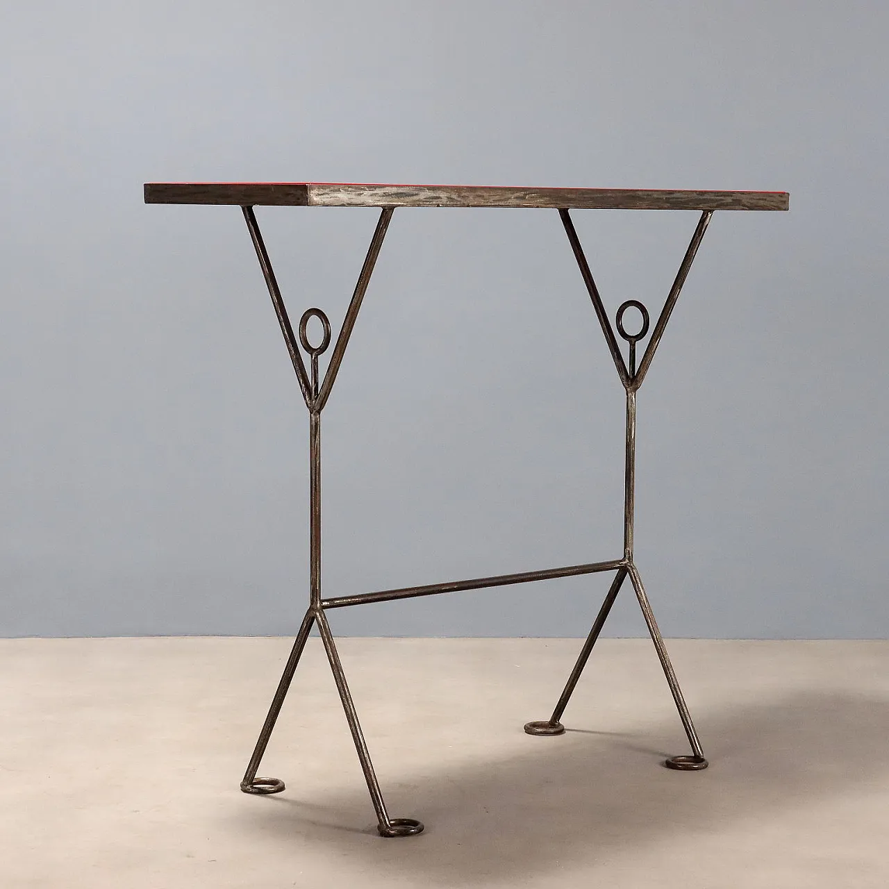 Console table with red lacquered wood top, 1990s 8