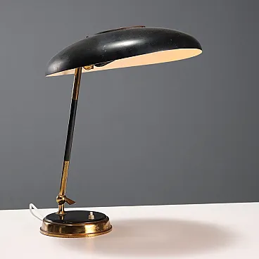 Enameled brass and aluminum table lamp, 20th century