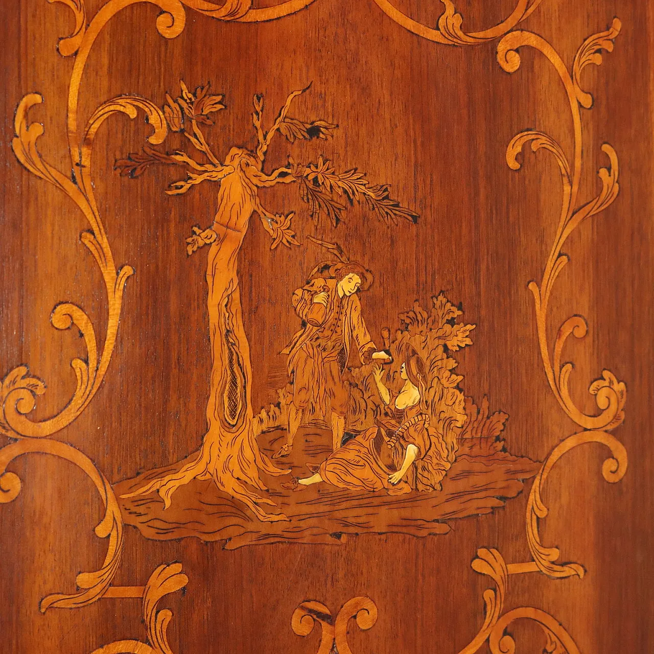 Walnut trumeau with maple inlays, 20th century 6