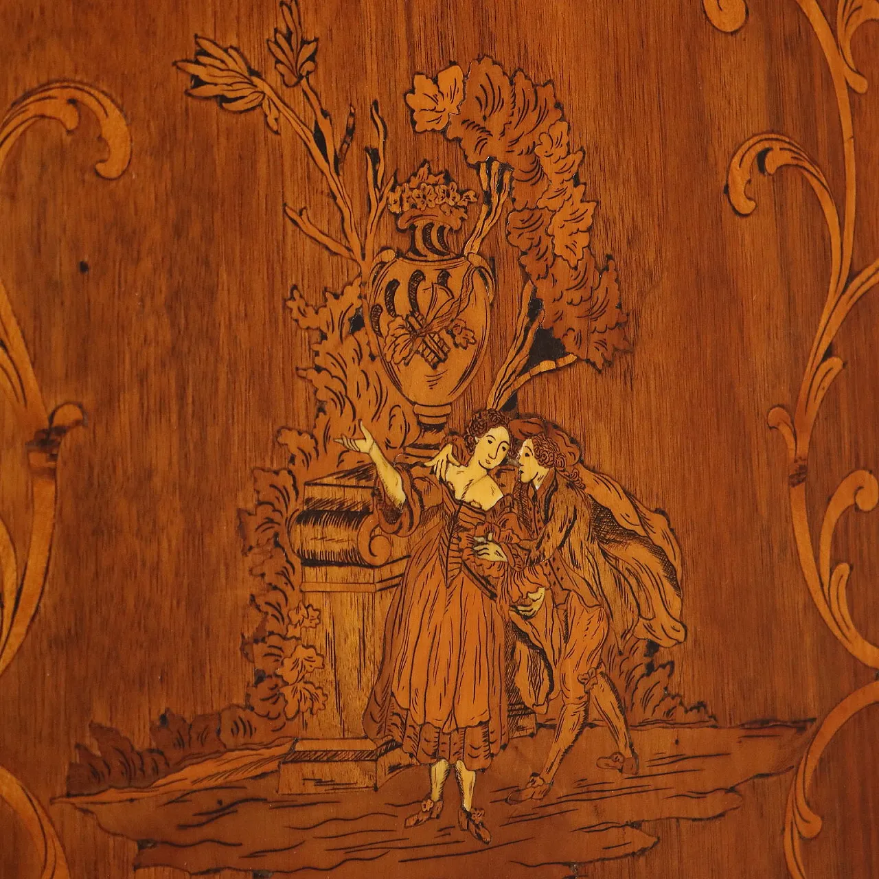 Walnut trumeau with maple inlays, 20th century 7