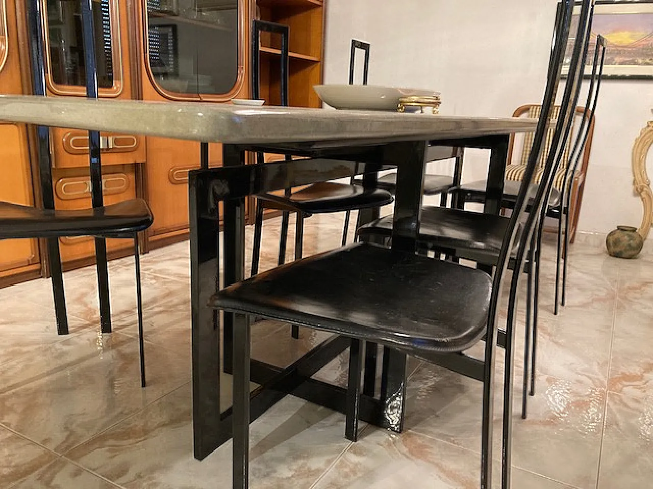 Minimalist table in gray marble , 1990s 4