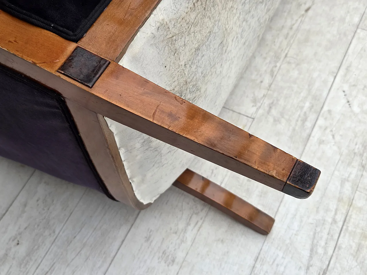 Anni '50, divano danese a 2 posti art deco, legno di frassino, mobili in velluto. 20