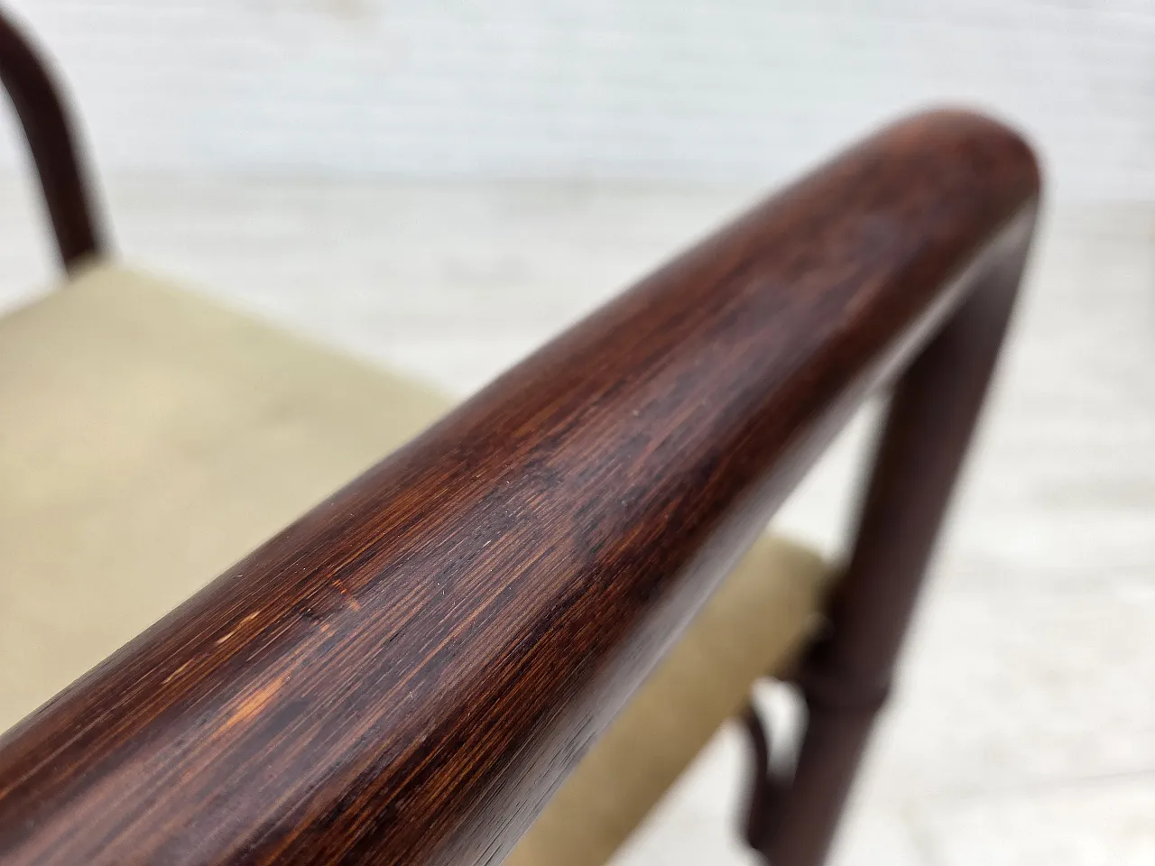 Anni '80, coppia di poltrone scandinave, mobili in velluto, bambù. 16