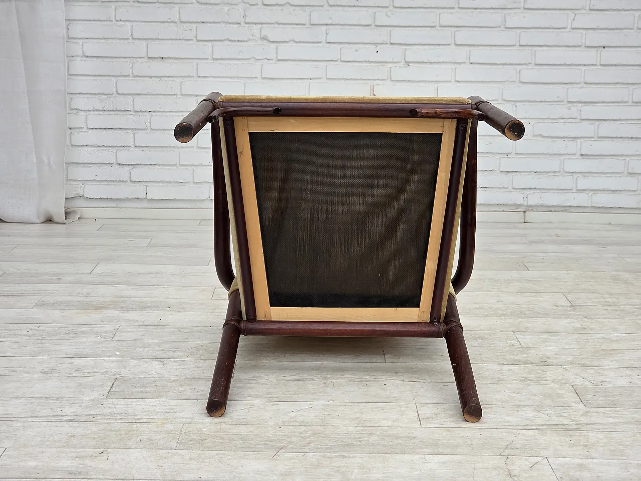 Anni '80, coppia di poltrone scandinave, mobili in velluto, bambù. 18