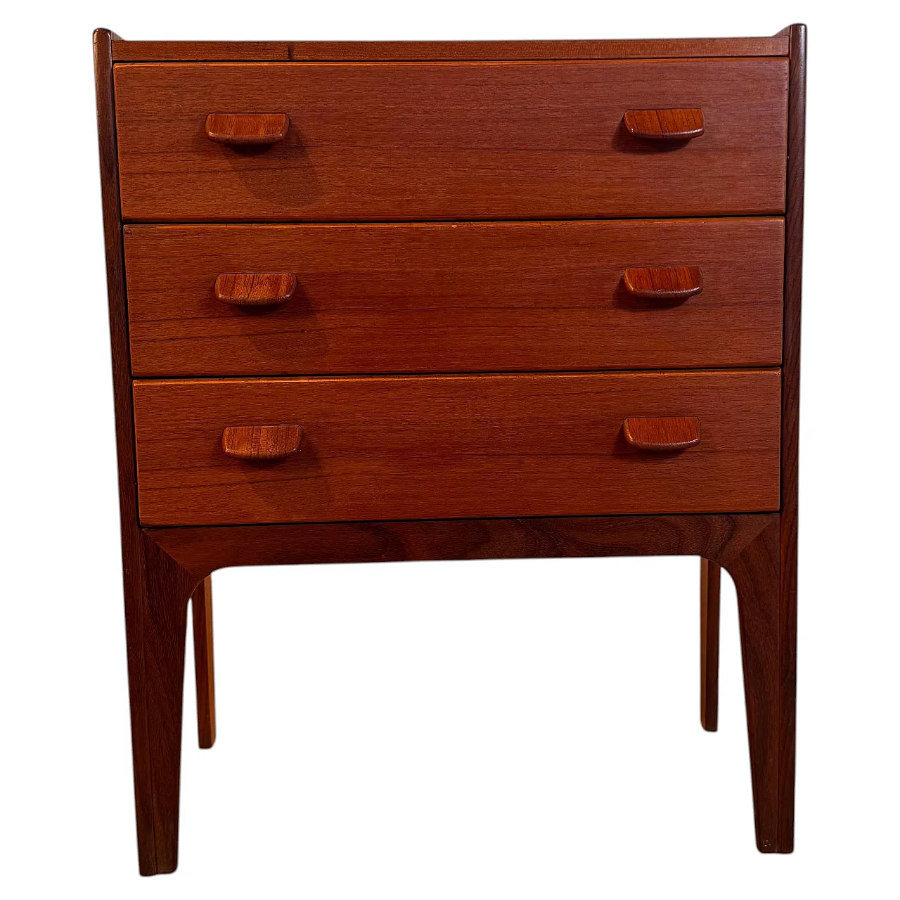 Danish teak bedside table with three drawers, 1960s 1