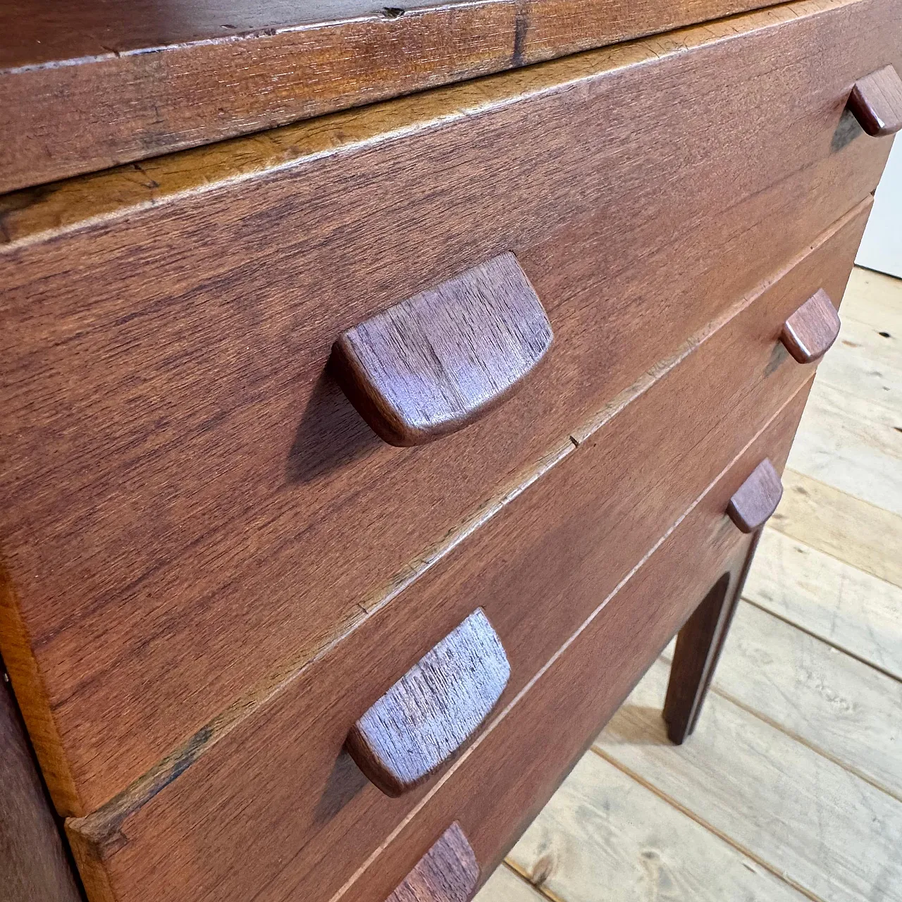 Danish teak bedside table with three drawers, 1960s 5