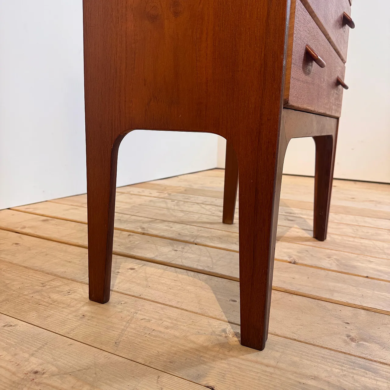 Danish teak bedside table with three drawers, 1960s 7