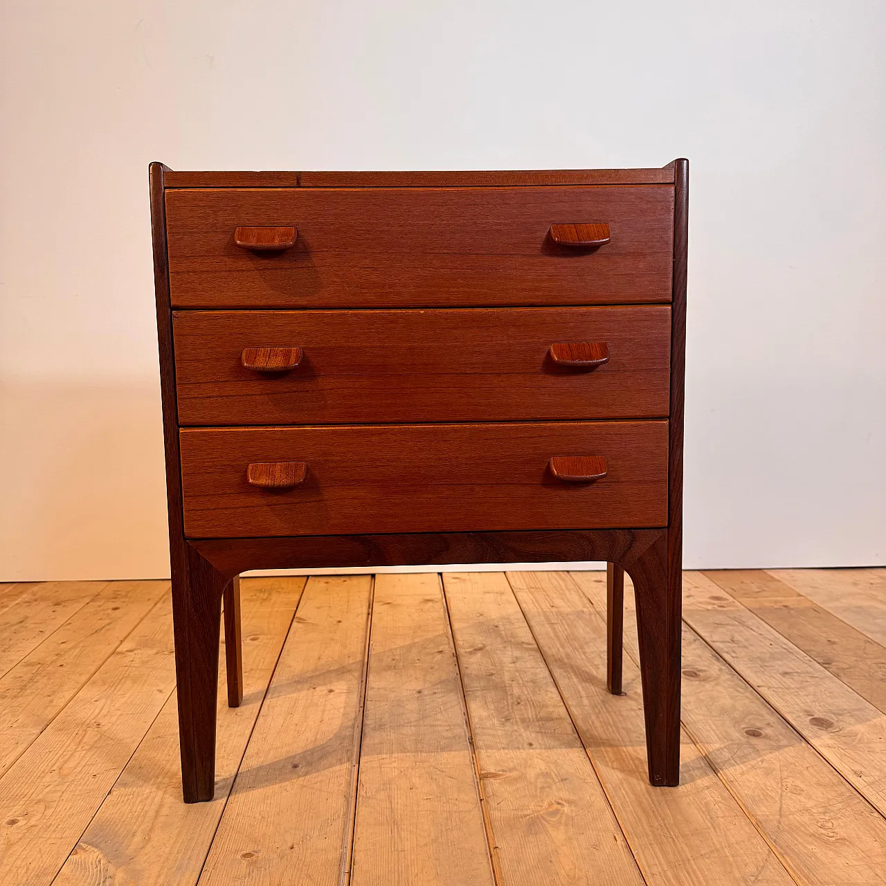 Danish teak bedside table with three drawers, 1960s 9