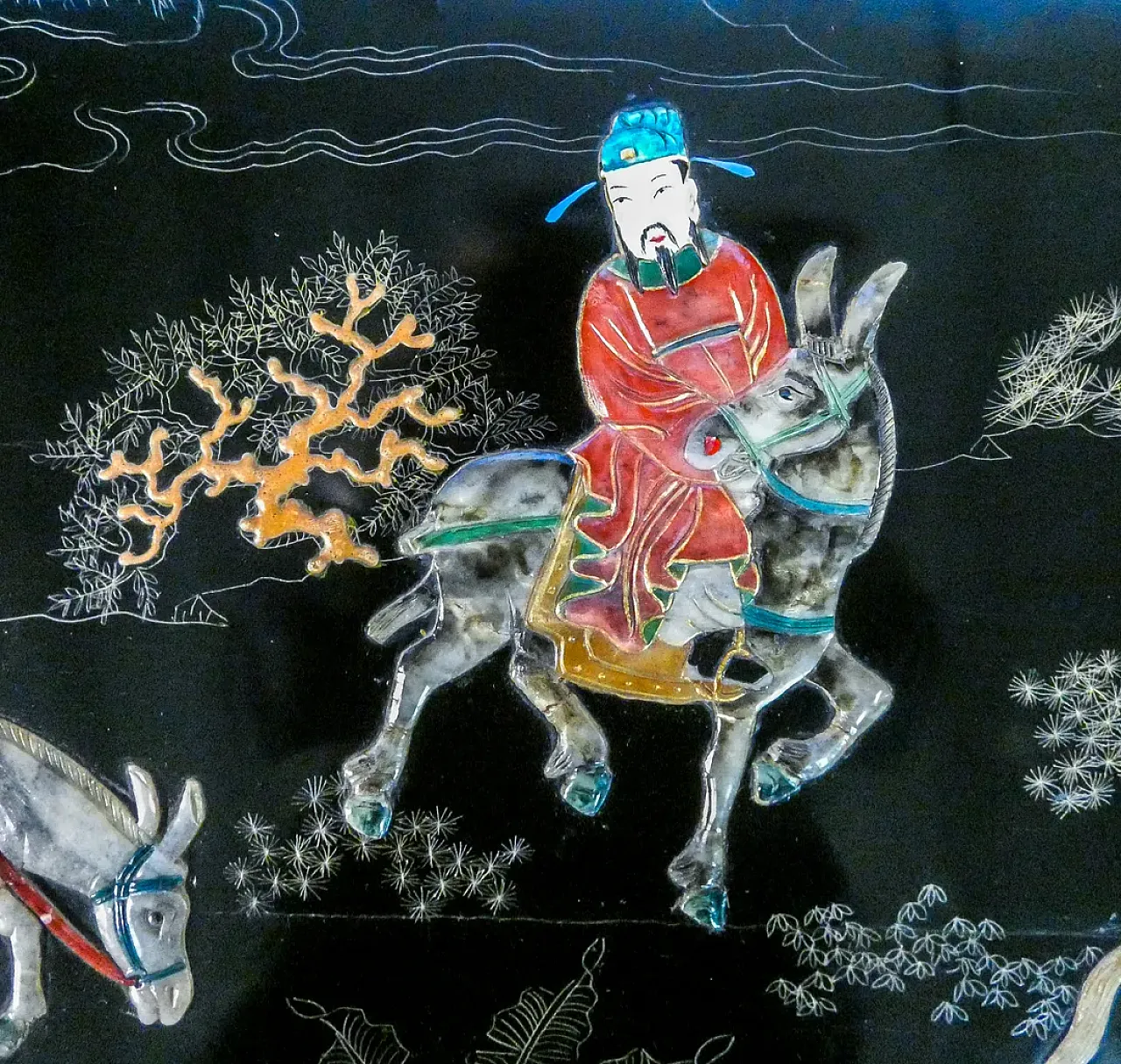 Tavolino basso cinese con intarsi in pietre dure, '900 6