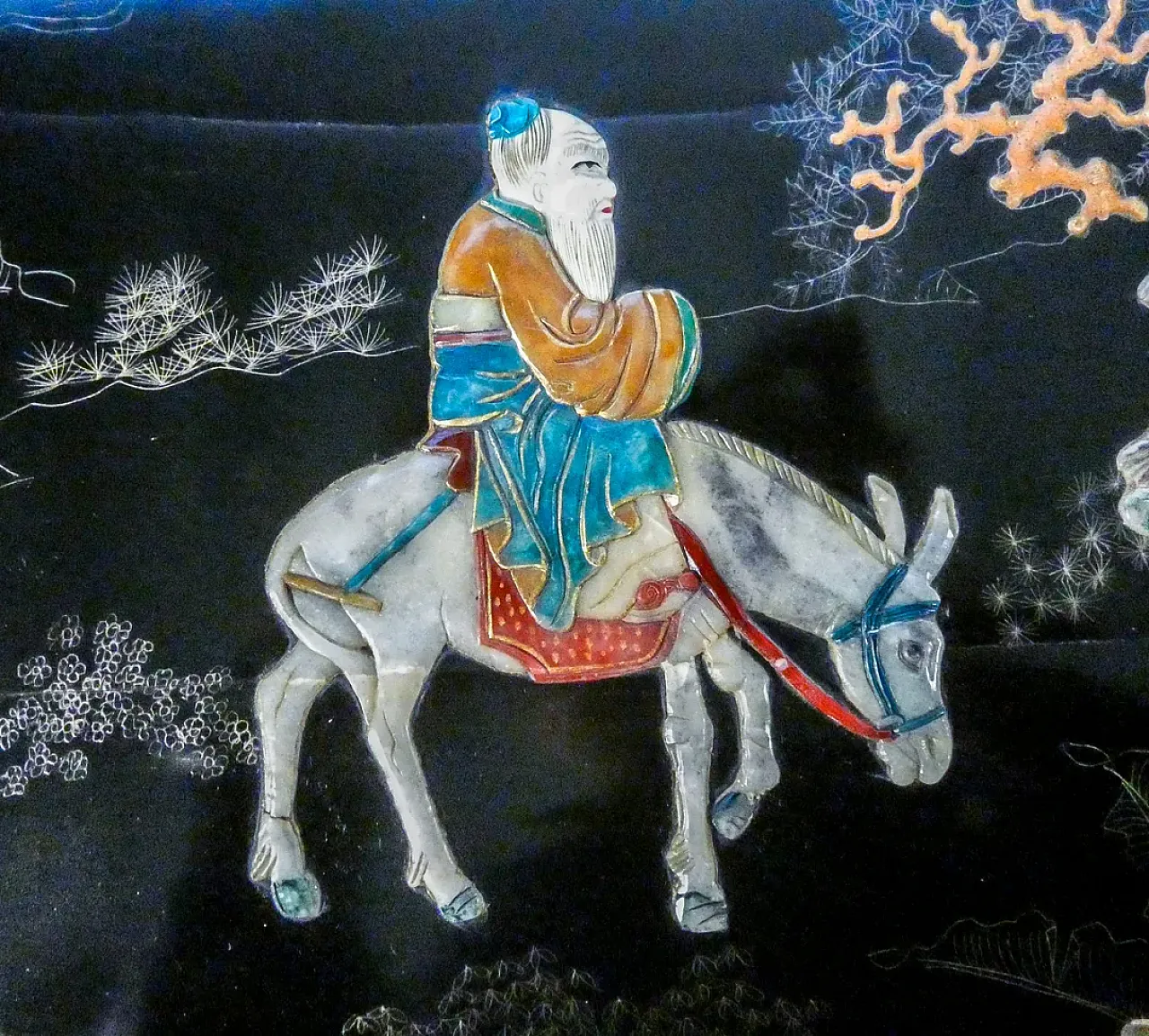 Tavolino basso cinese con intarsi in pietre dure, '900 7