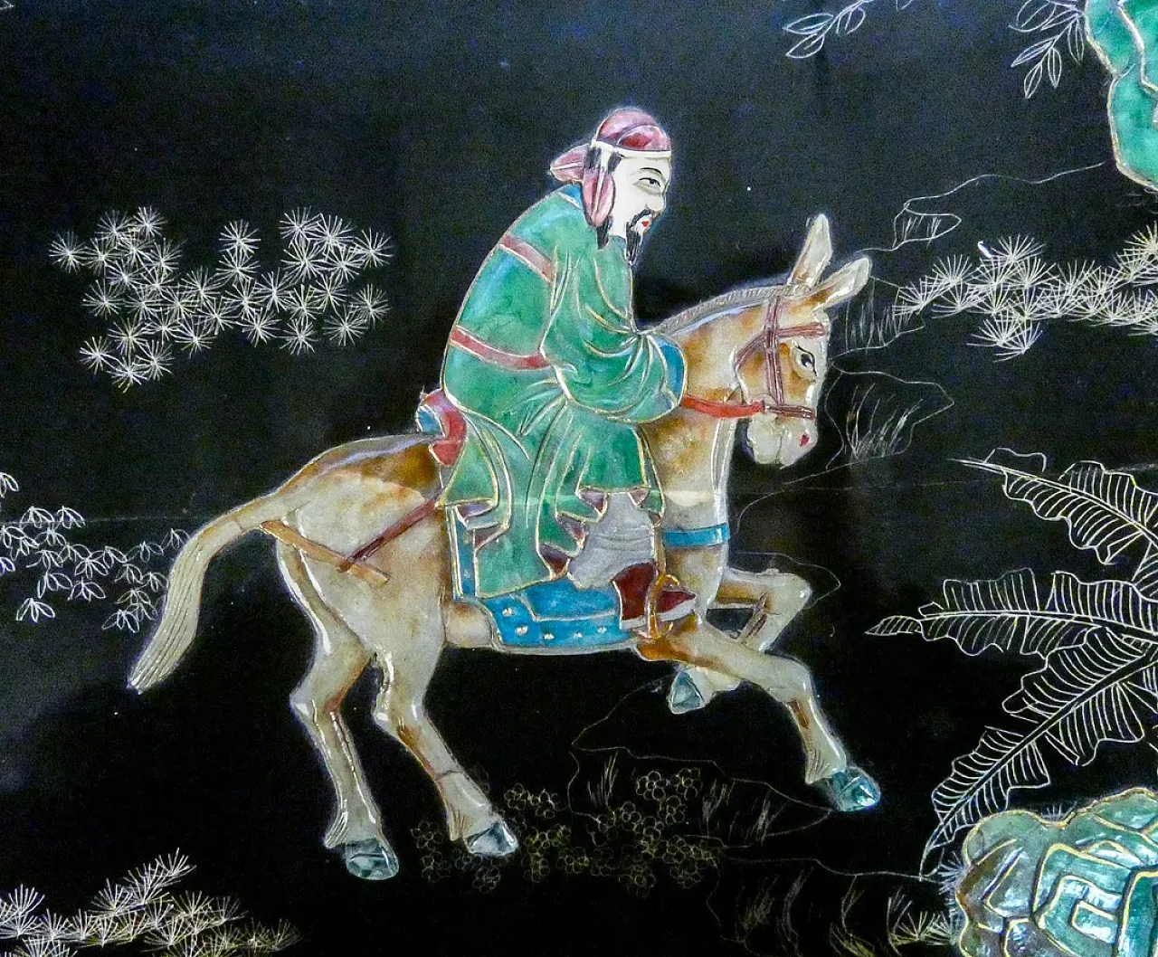 Tavolino basso cinese con intarsi in pietre dure, '900 8