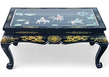 Tavolino basso cinese con intarsi in pietre dure, '900