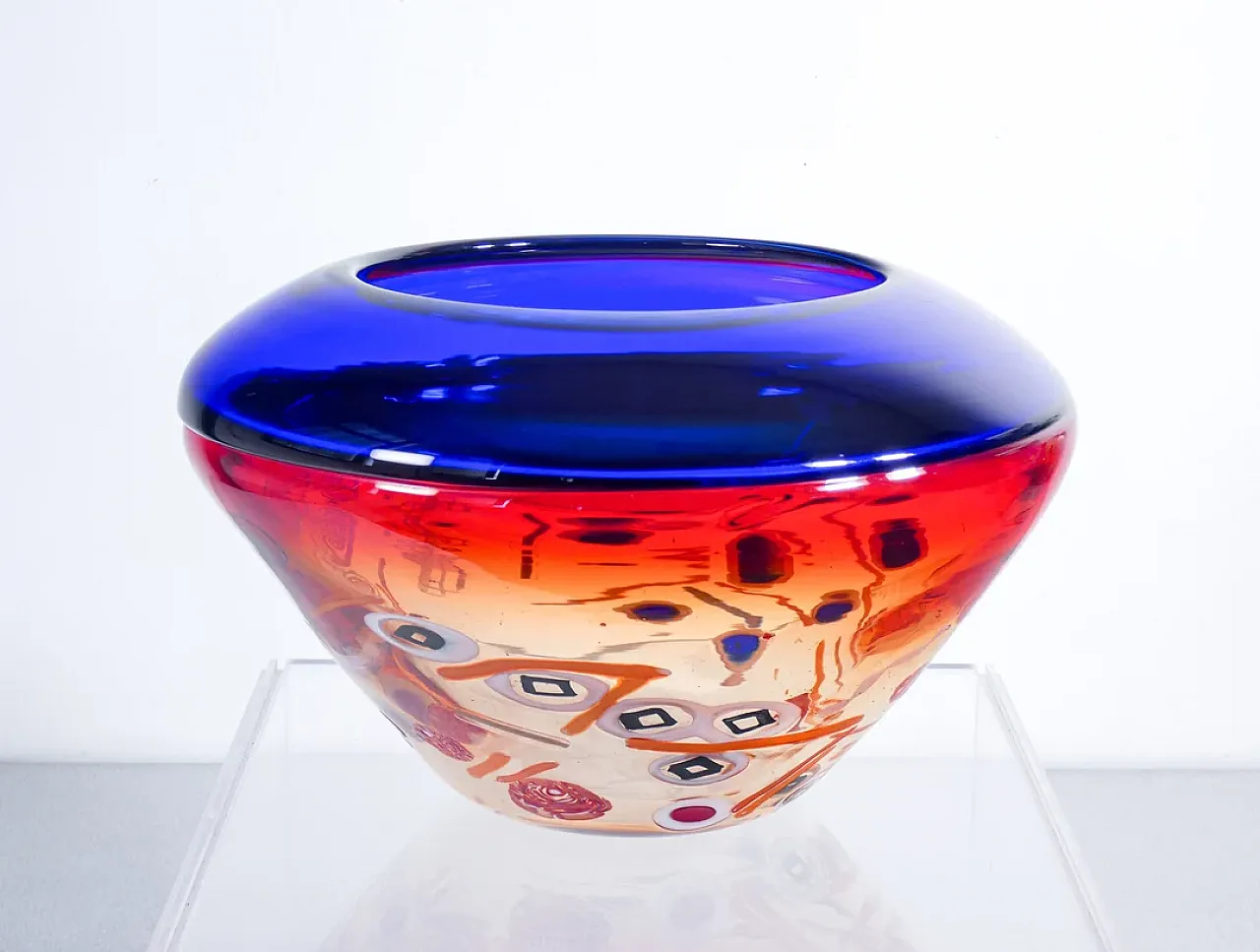 Vaso in vetro soffiato di Murano di Stefano Toso, anni '90 2