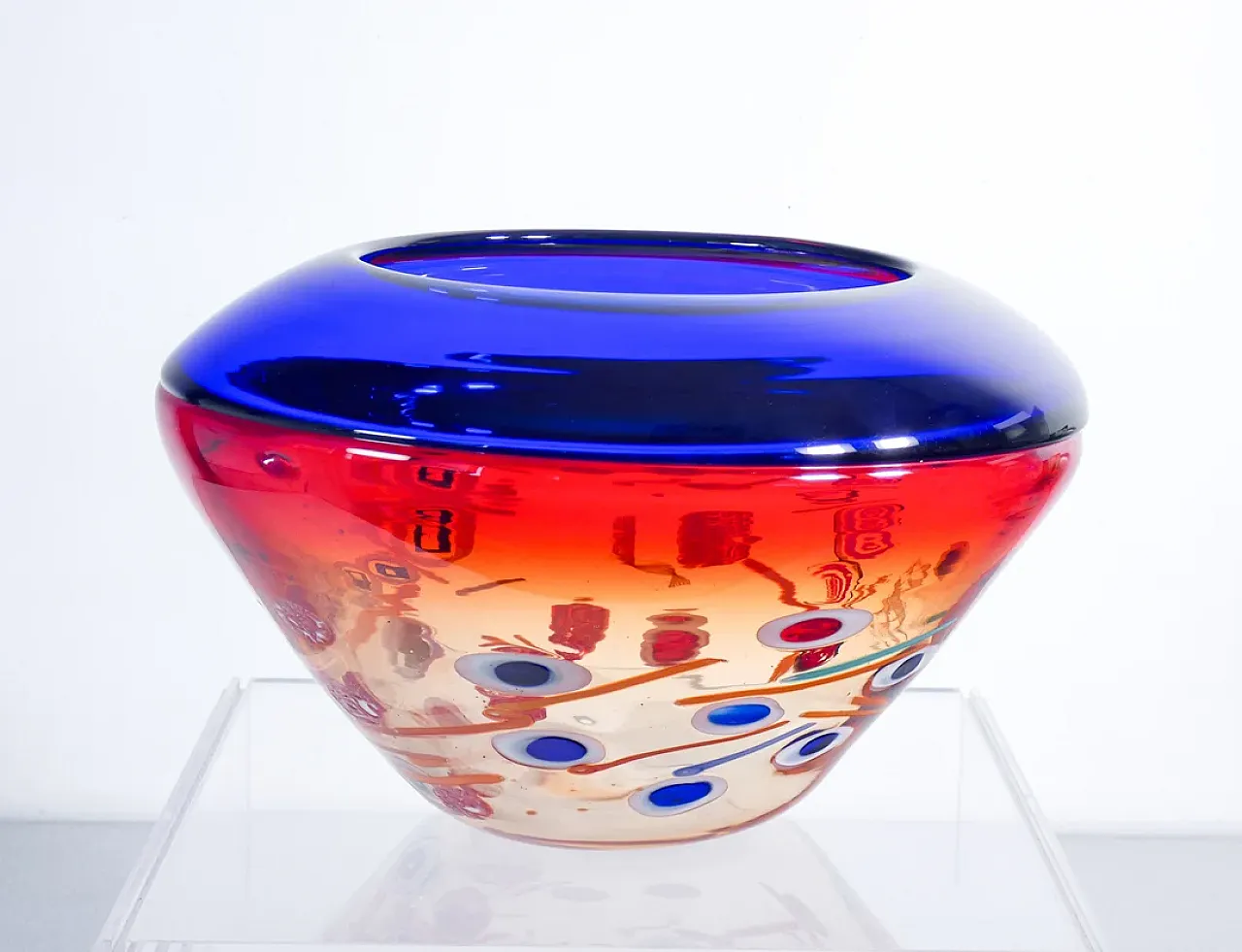 Vaso in vetro soffiato di Murano di Stefano Toso, anni '90 3