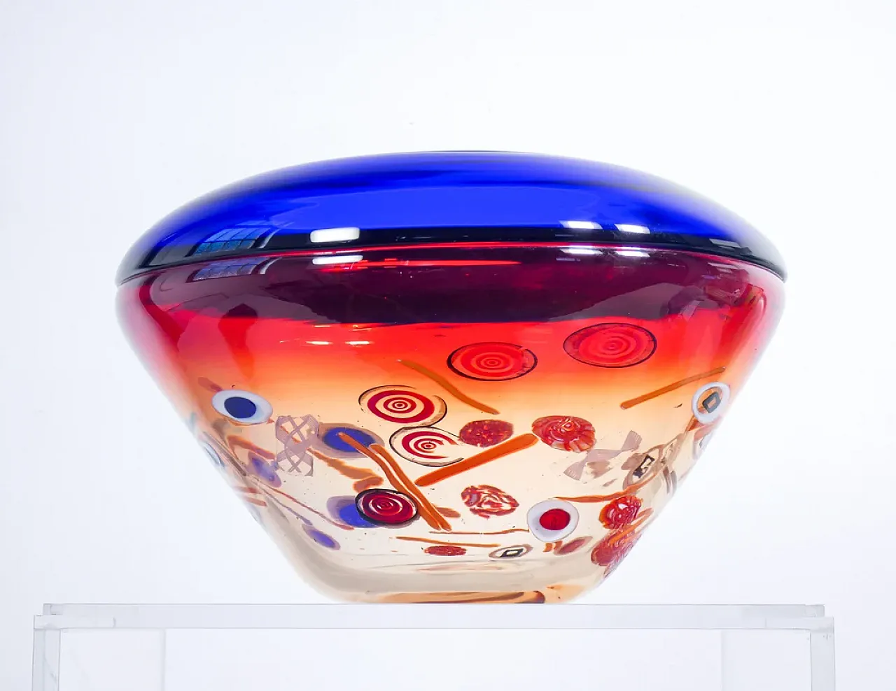 Vaso in vetro soffiato di Murano di Stefano Toso, anni '90 4
