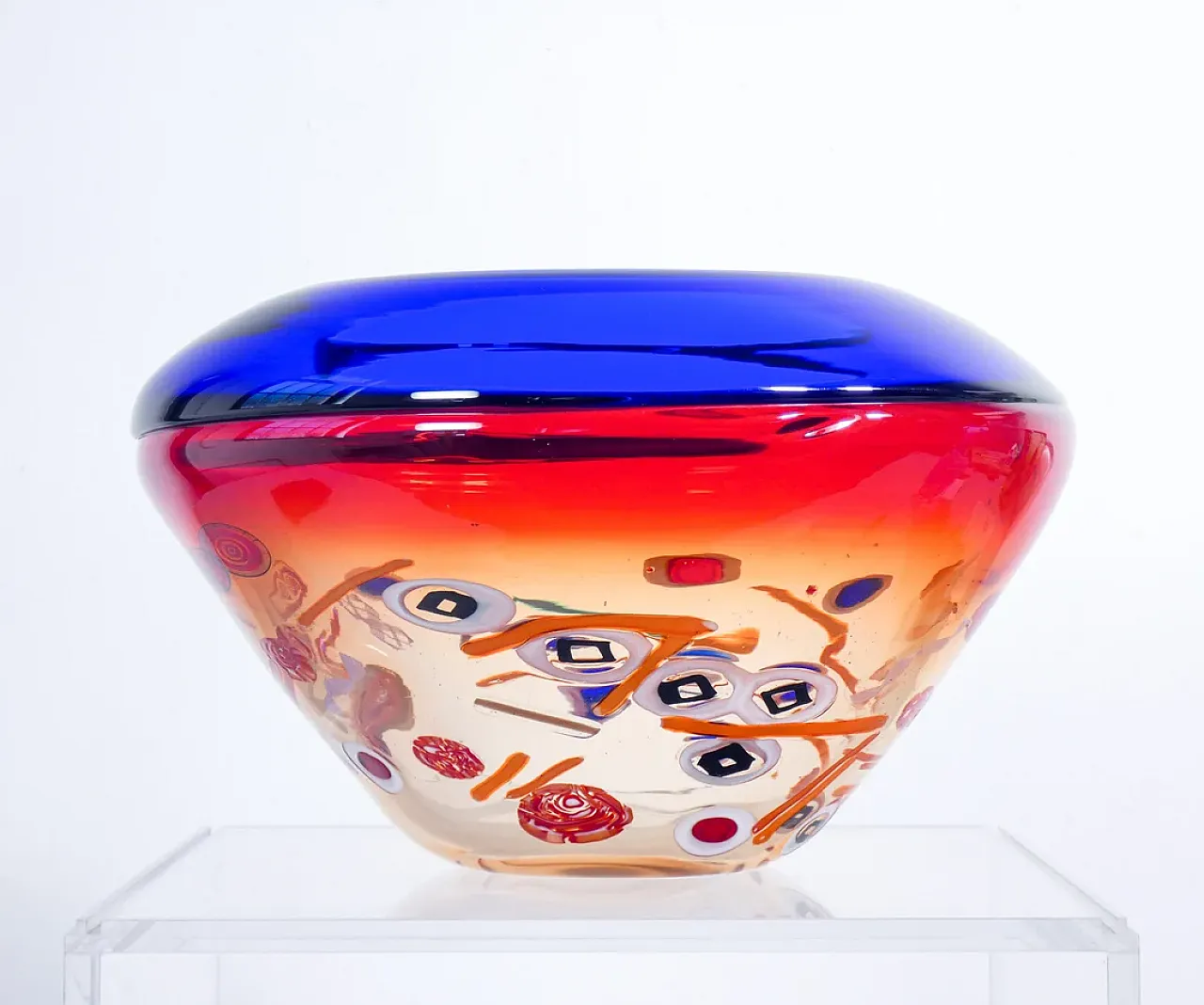 Vaso in vetro soffiato di Murano di Stefano Toso, anni '90 5
