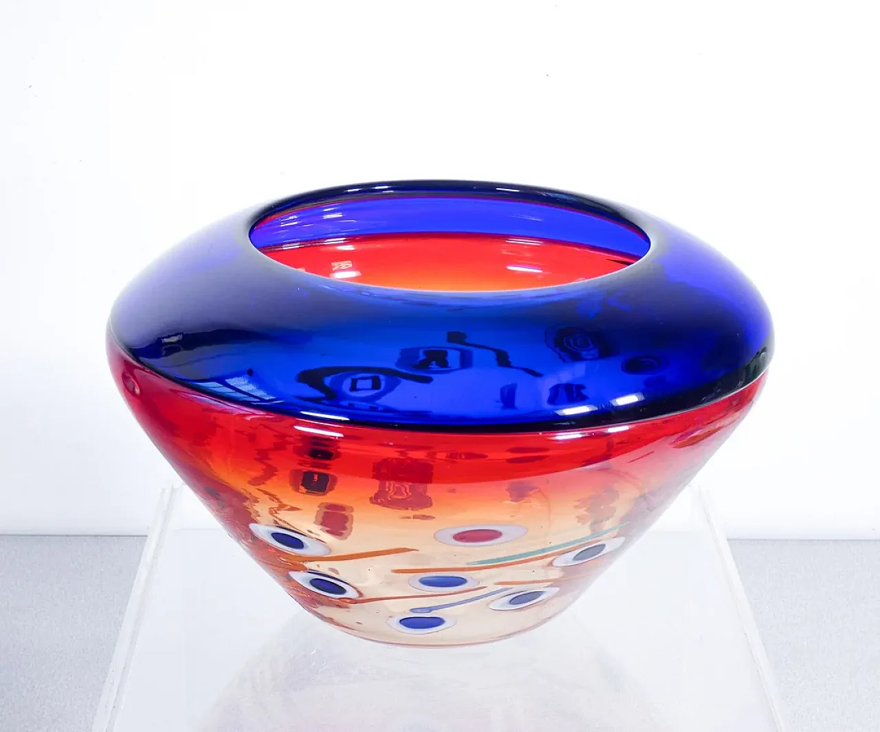Vaso in vetro soffiato di Murano di Stefano Toso, anni '90 8