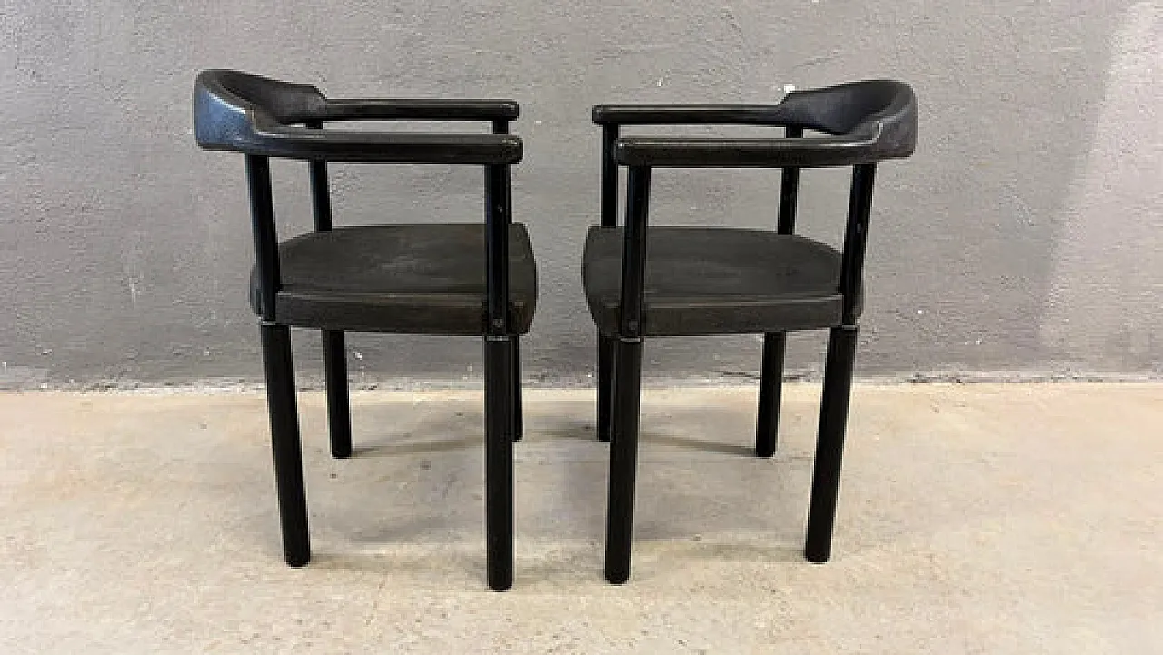 Coppia di poltrone postmoderne nere, plastica stampata, anni '80 2