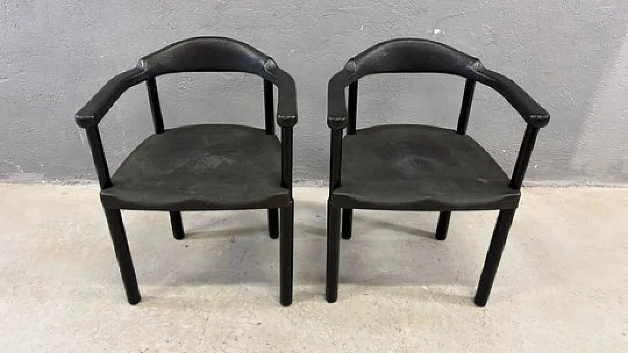 Coppia di poltrone postmoderne nere, plastica stampata, anni '80 4