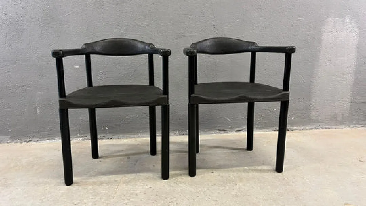 Coppia di poltrone postmoderne nere, plastica stampata, anni '80 5
