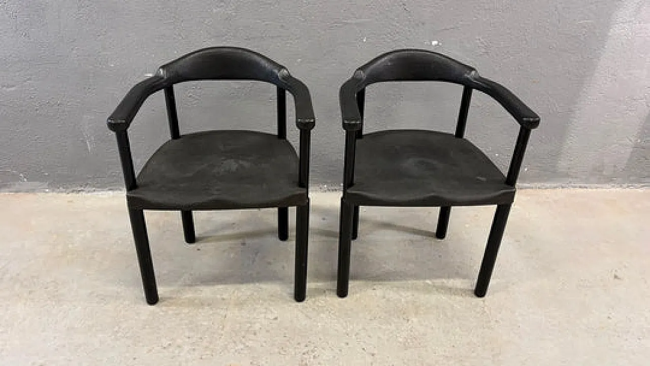 Coppia di poltrone postmoderne nere, plastica stampata, anni '80 8