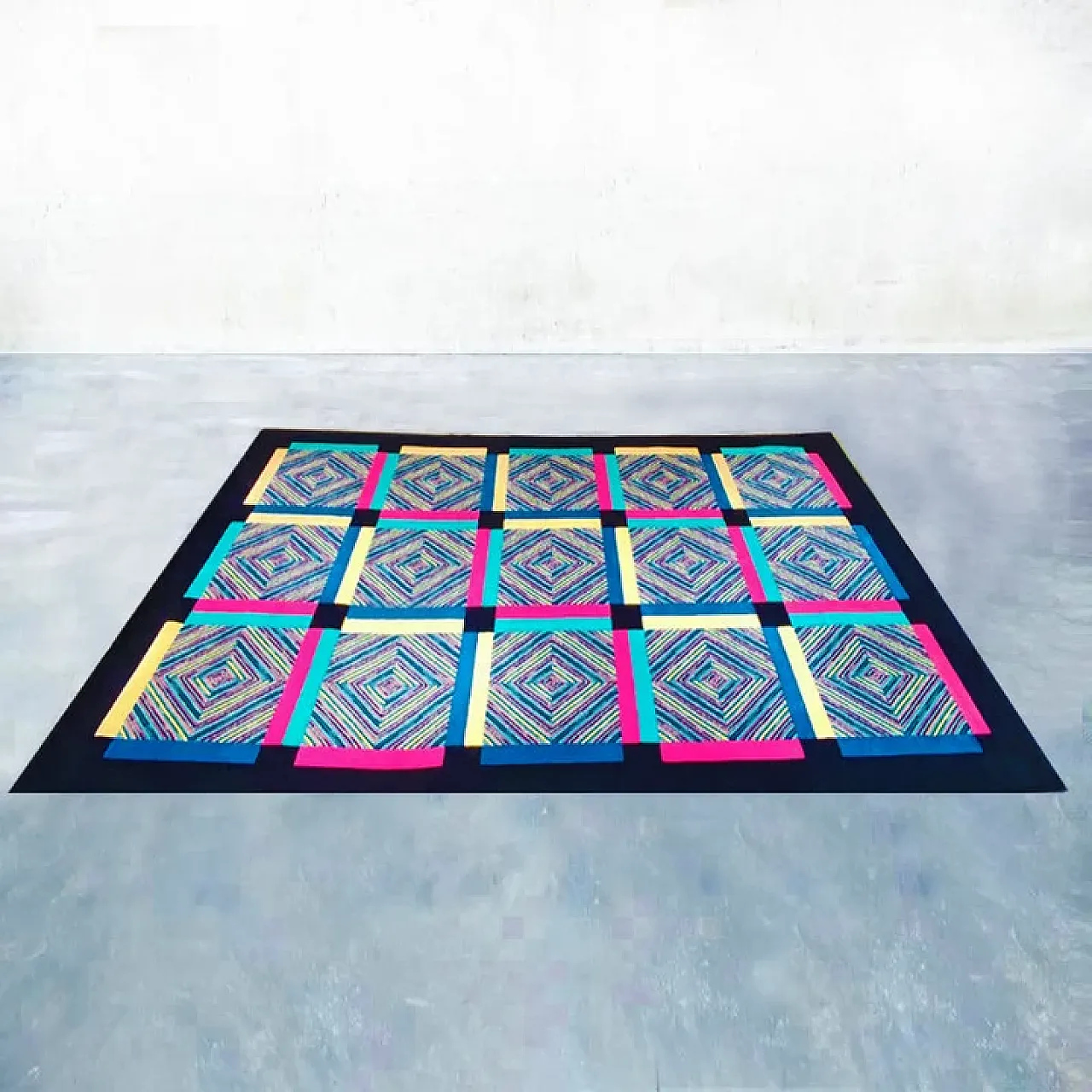 Square woolen rug by Ottavio Missoni, 1990s 1