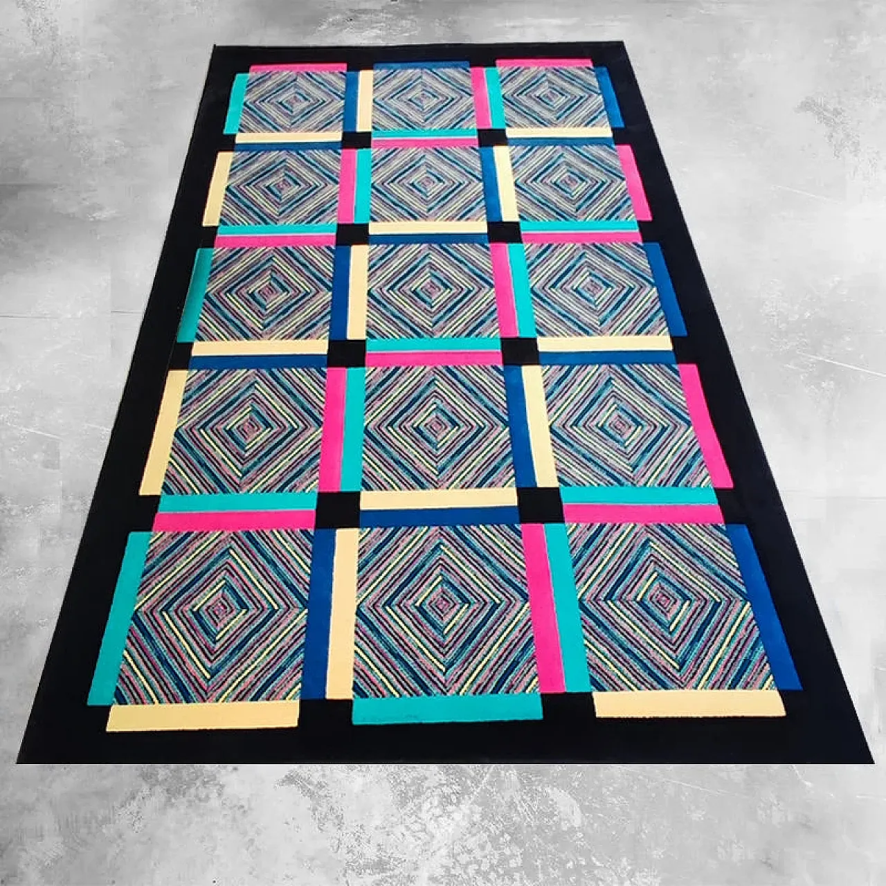 Square woolen rug by Ottavio Missoni, 1990s 2