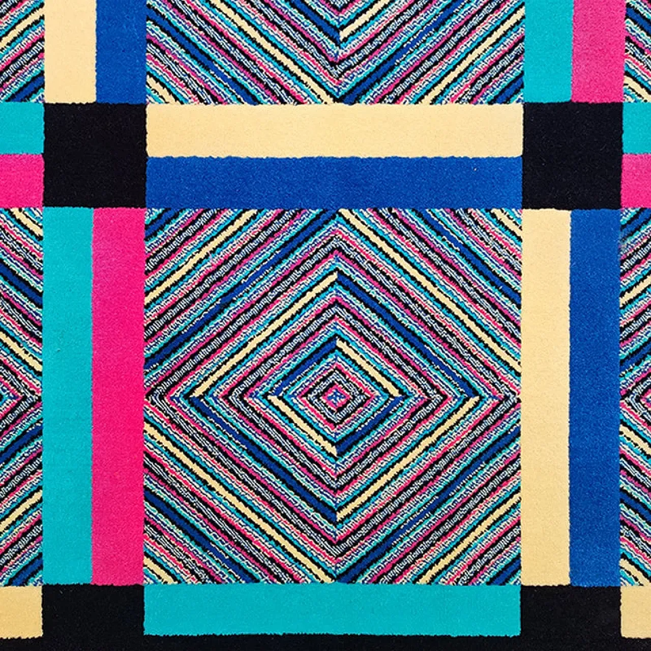 Square woolen rug by Ottavio Missoni, 1990s 3