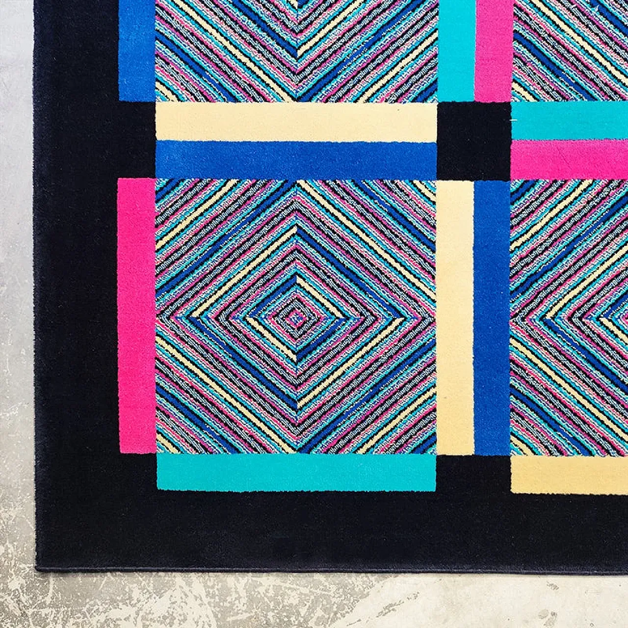 Square woolen rug by Ottavio Missoni, 1990s 4