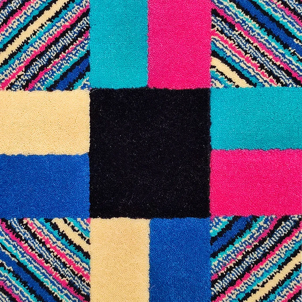 Square woolen rug by Ottavio Missoni, 1990s 6