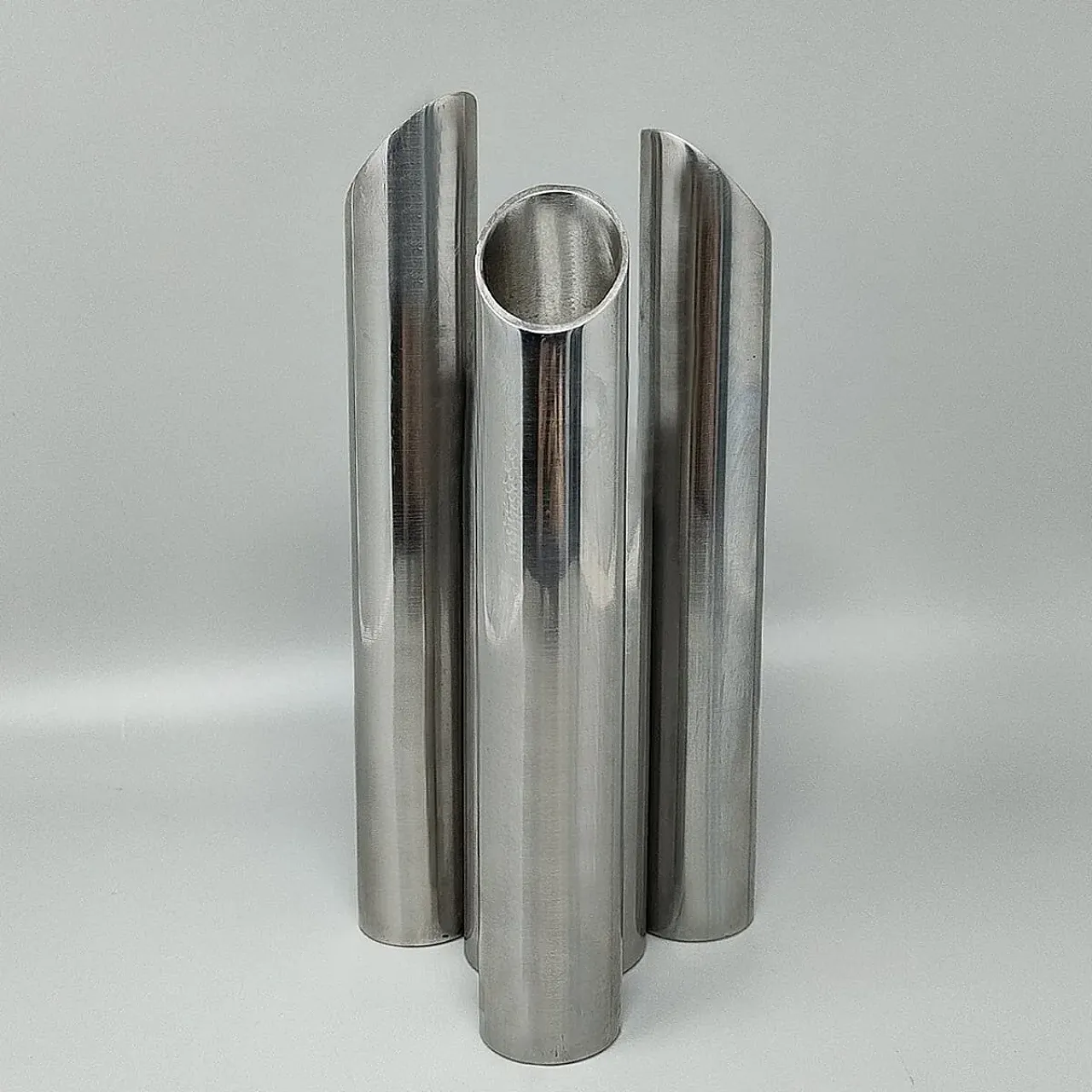 Space Age stainless steel sculptural vase, 1970s 3