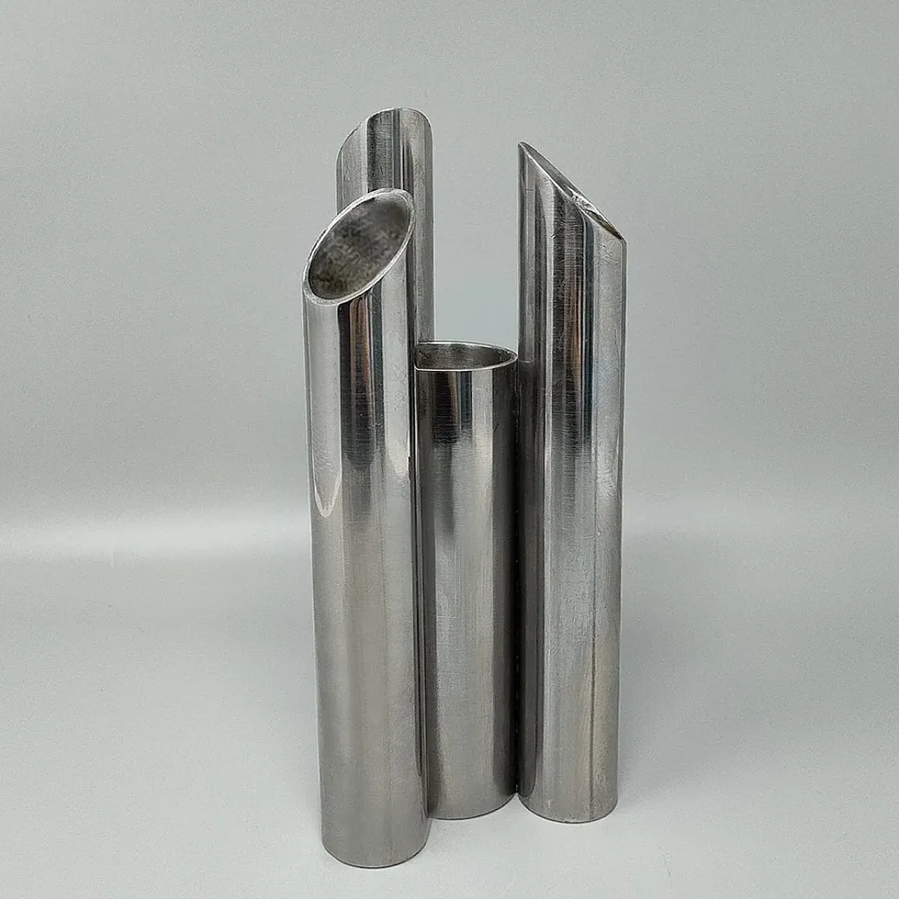 Space Age stainless steel sculptural vase, 1970s 4