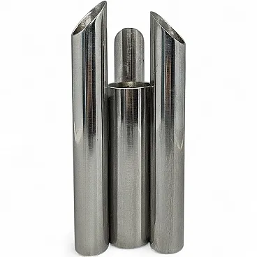 Space Age stainless steel sculptural vase, 1970s