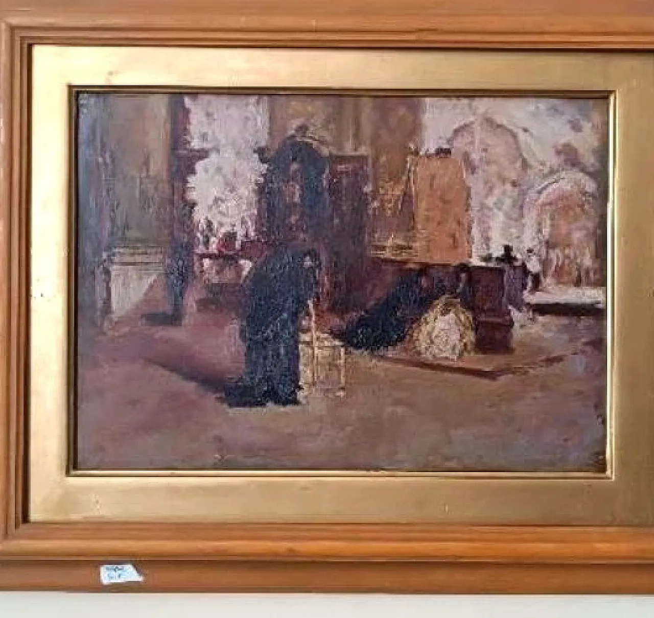 Church interior, oil on panel, early 20th century 2