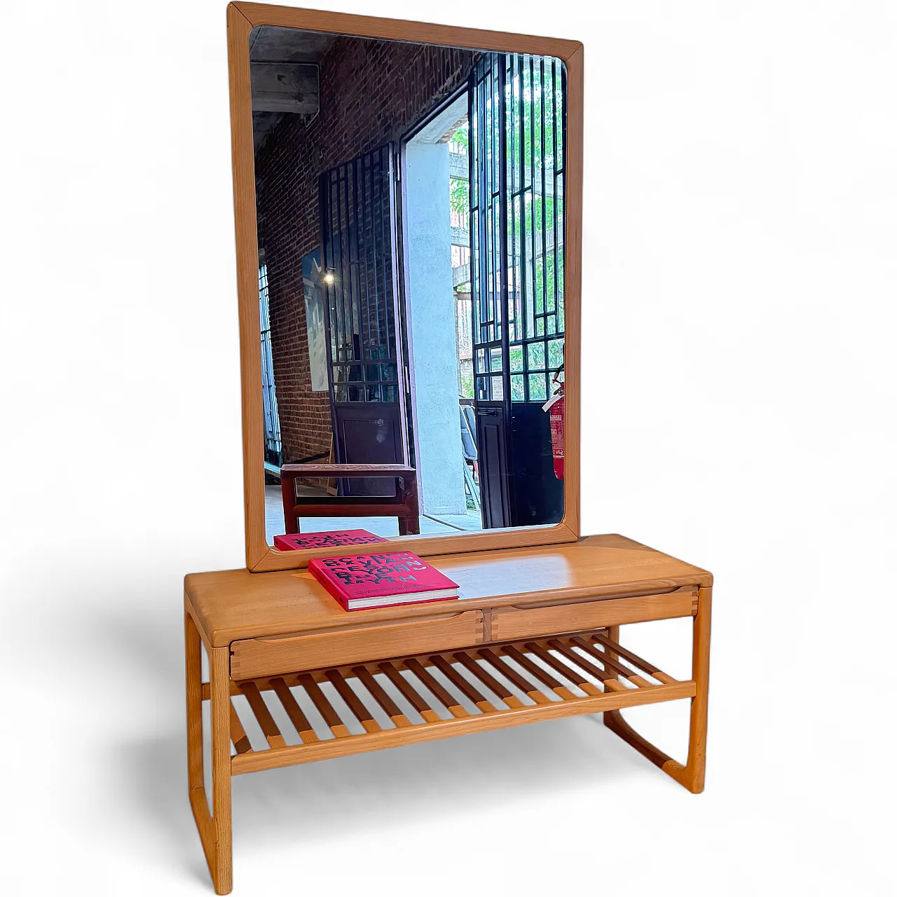 Consolle con specchio Brink Møbler in teak, anni ’60 8