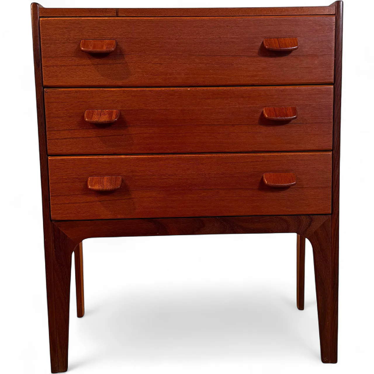 Danish teak bedside table with three drawers, 1960s 10