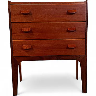 Danish teak bedside table with three drawers, 1960s
