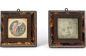 Two Neapolitan miniatures drawings with frames, 19th century