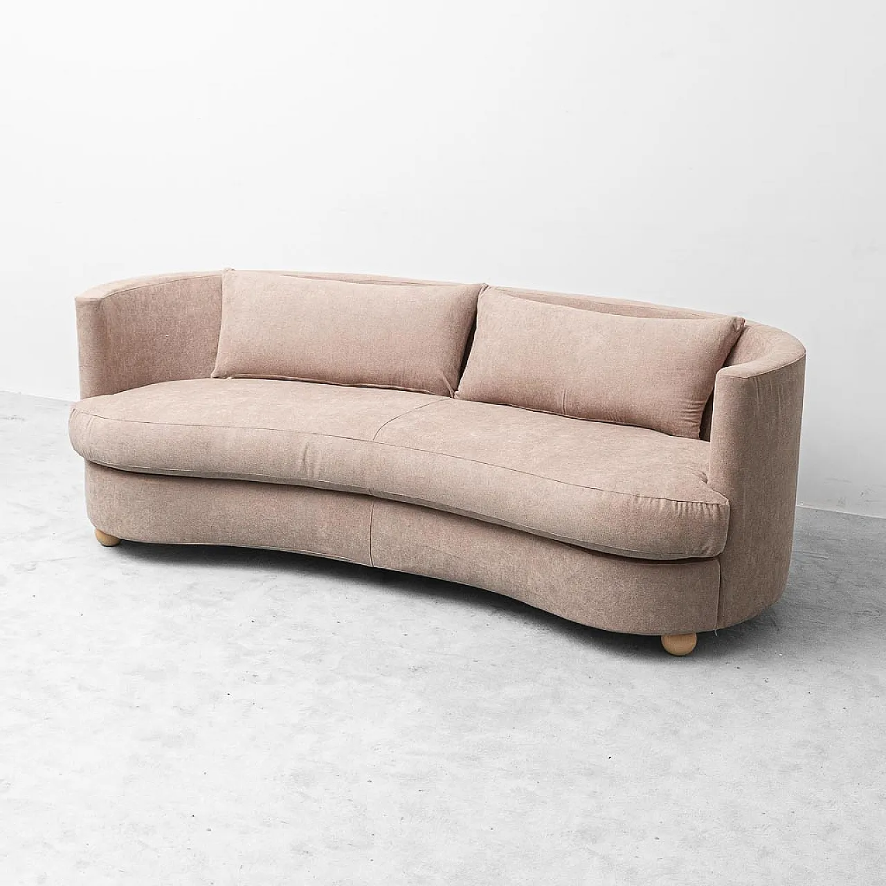 Curved sofa in brown fabric, 70s design 1