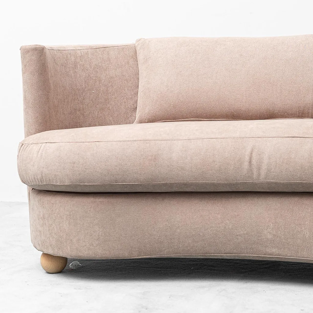 Curved sofa in brown fabric, 70s design 3