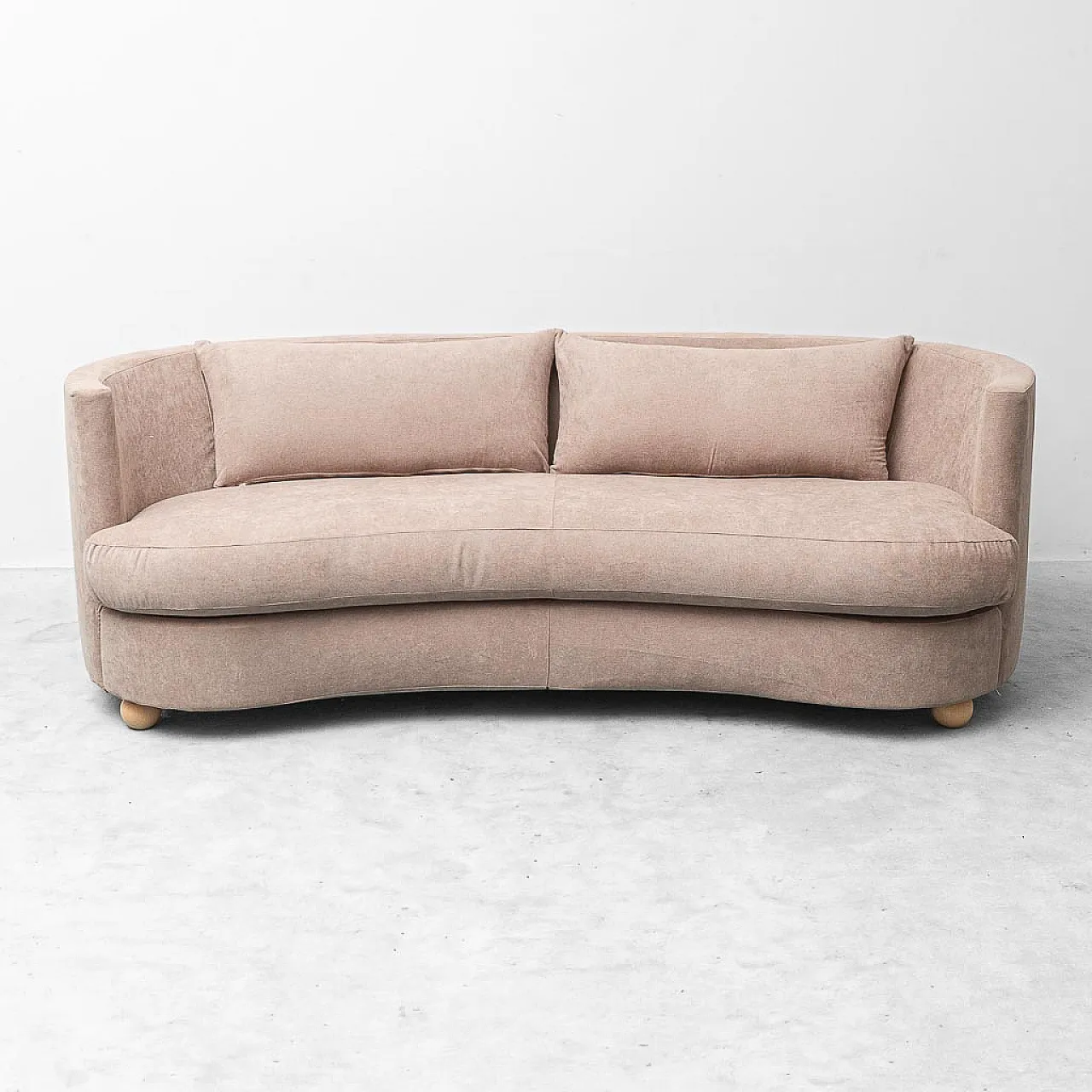 Curved sofa in brown fabric, 70s design 4