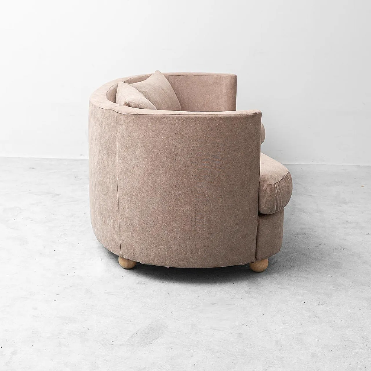 Curved sofa in brown fabric, 70s design 8