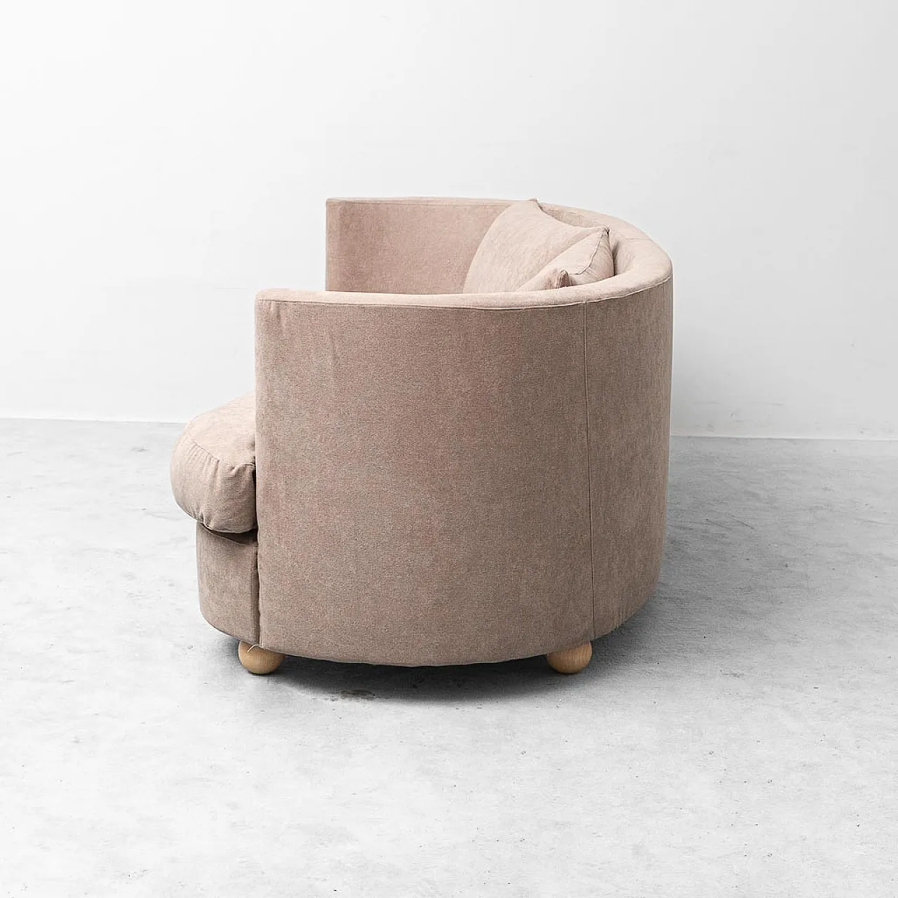 Curved sofa in brown fabric, 70s design 12